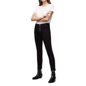 Frame Denim Noir Street Black Le High Waist Skinny Button Fly Jeans Size 28